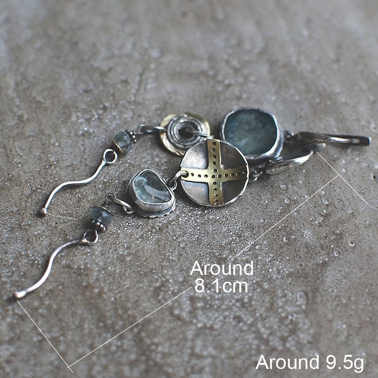 Long Earring Cross Round Metal Witch Earrings