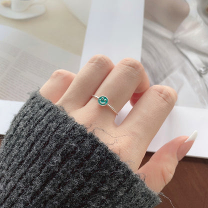 S925 sterling Silver Dripping Smiley Ring