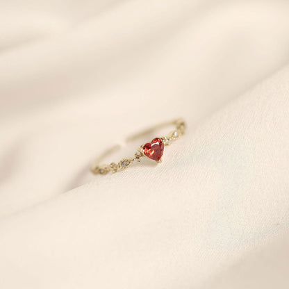 Simple Love Red Zircon Ring