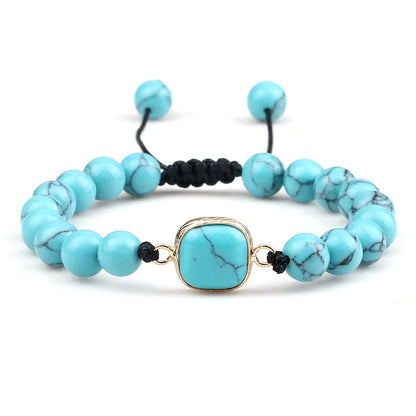 Turquoise Stone Beaded Opalite Bracelet