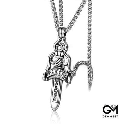 Stainless Steel Cast Pendant Sword Necklace