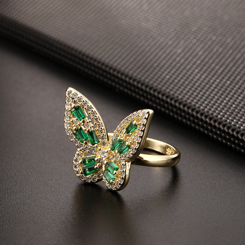 Niche Super Fairy Zircon Butterfly Ring