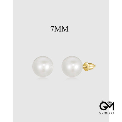 White Simple Design Exquisite 7MM Pearl Earrings