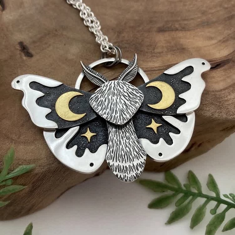 Vintage Silver Moth Necklace