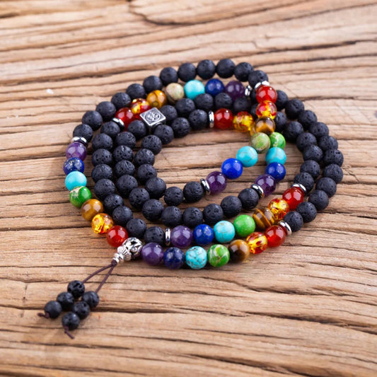 Chakra OM Tassel Power Stone Reiki Healing MALA Bracelet