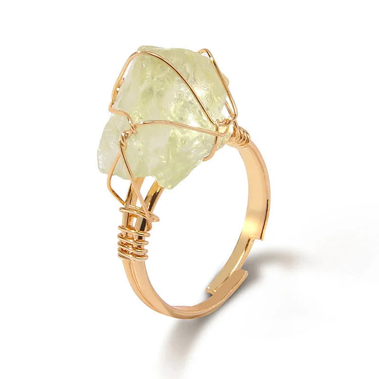 Natural Irregular Rough Wire Wrap Gemstone Ring