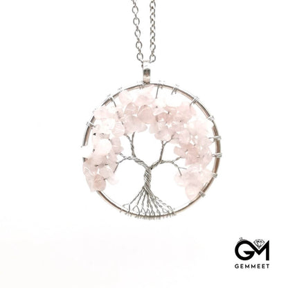 Gravel Crystal Life Tree Fortune Tree Necklace