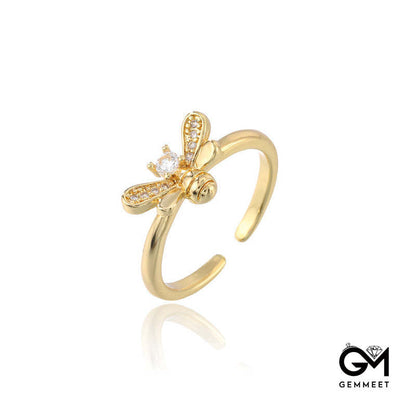 Simple Golden Cute Bee Ring