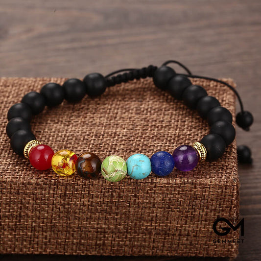 8mm Woven Shambhala Black Stone Bracelet