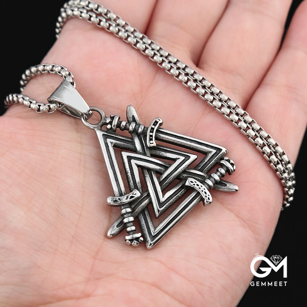 Vintage Titanium Steel Triangle Pendant Necklace