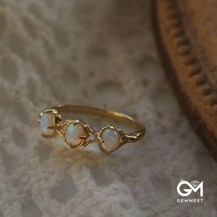 Vintage Three Opal Gold-plated Rings