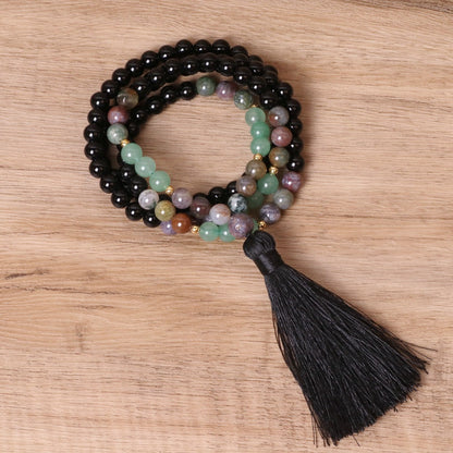 Bohemian colorful stone fringe necklace