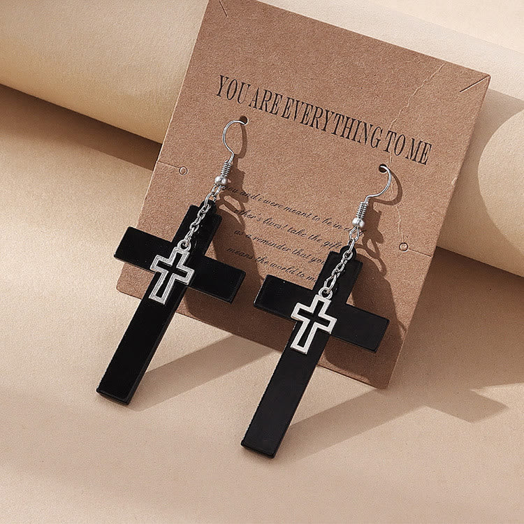 Punk Double Cross Acrylic Resin Earrings