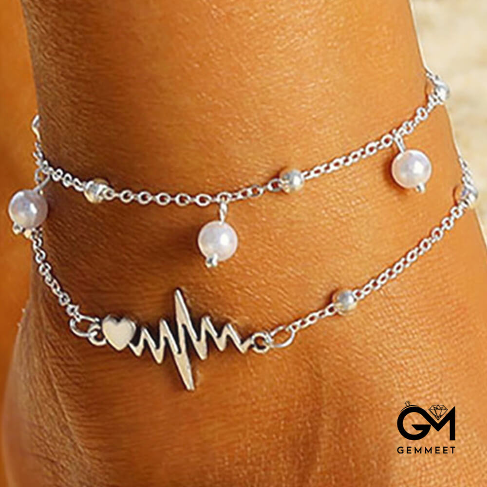 Bohemian Double Pearl ECG Anklet