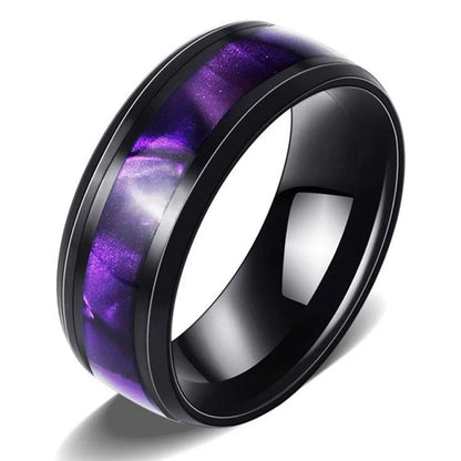 Black Gold Double Layer Purple Stones Love Couple Rings