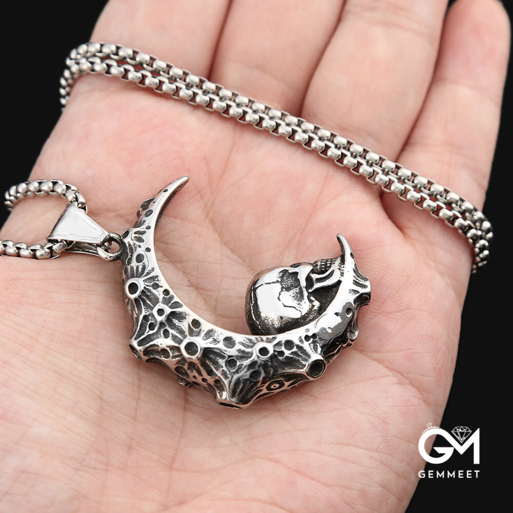 Moon Skull Titanium Steel Necklace