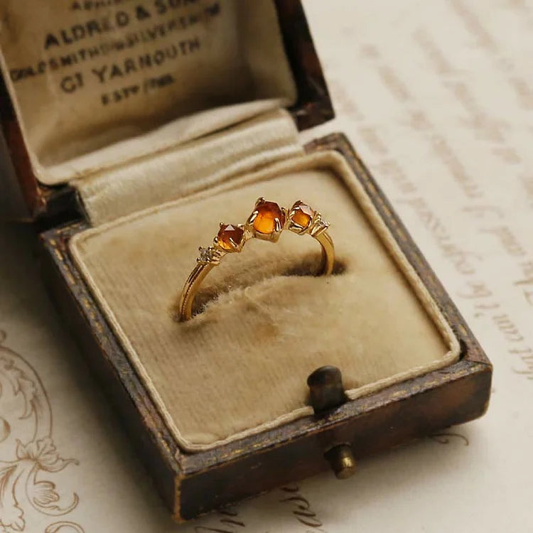 Adjustable Orange Garnet Ring