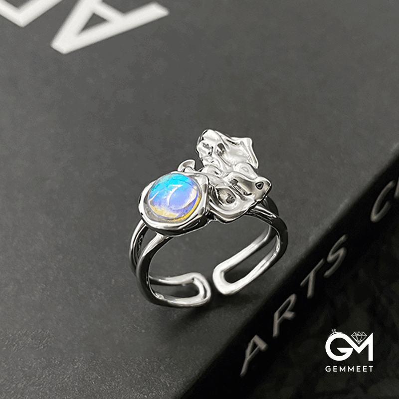 Simple Temperament Opal Open Ring