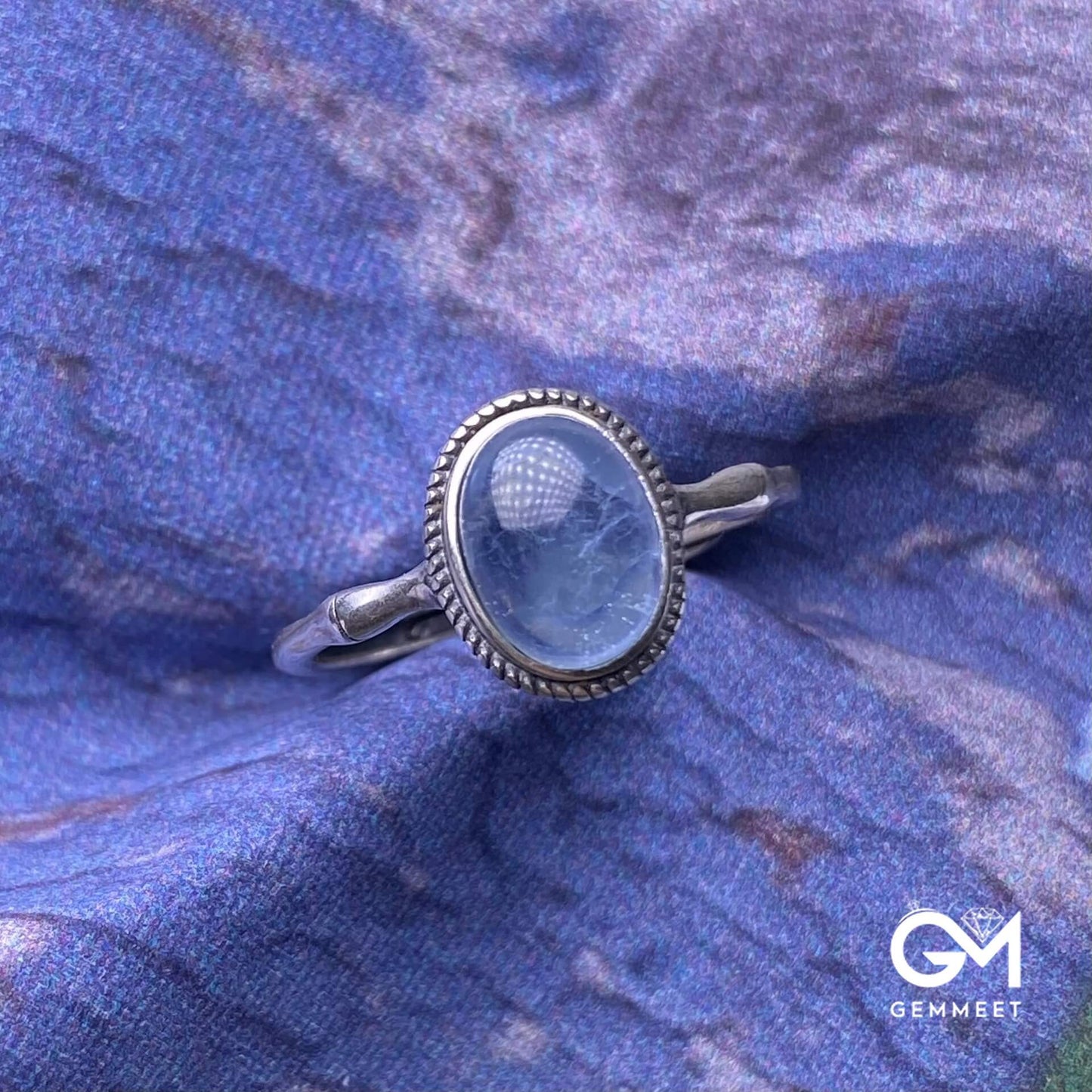 S925 Vintage Aquamarine Nepalese Bamboo Ring