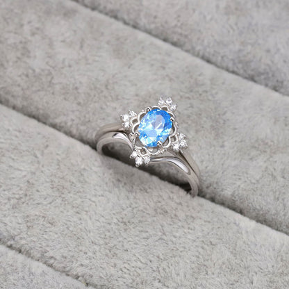 Simple Blue Parstone Zircon Ring