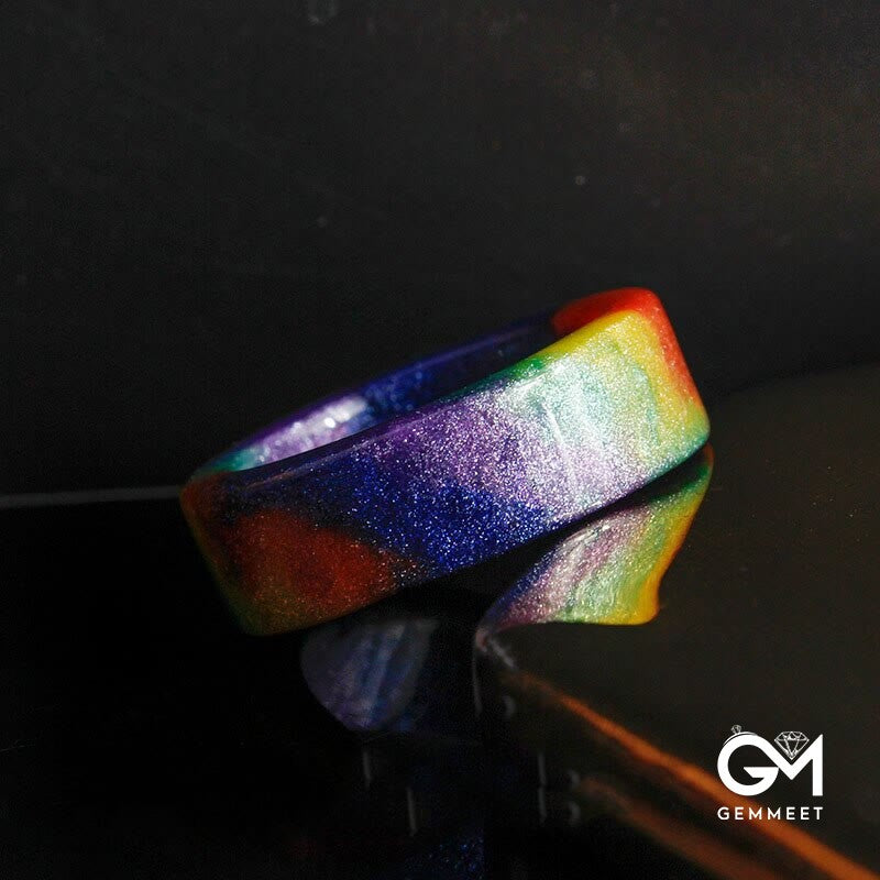 Colorful Rainbow with Shining Stars Ring