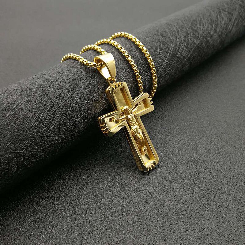 Hip Hop Gold Plated Cross Jesus Pendant