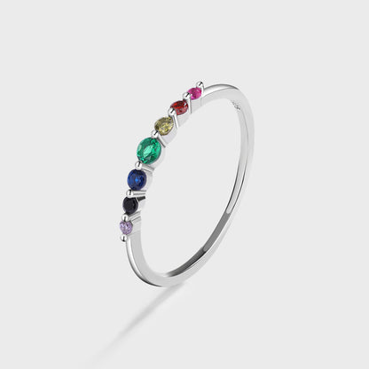 Simple Rainbow Irregular Small Oval Plain Ring