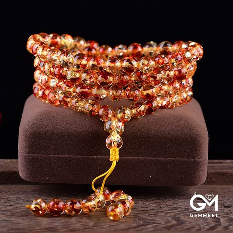 6MM 108 Beads Amber Mala Balance Bracelet