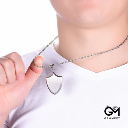 Titanium Steel Triangle Shield Necklace for Men