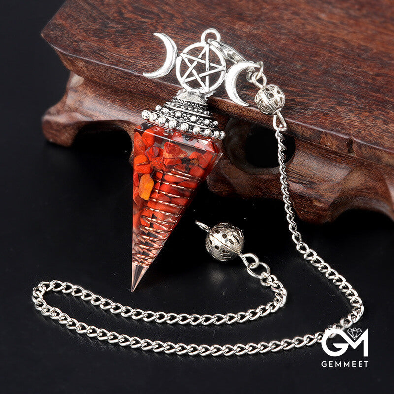 Colored Stone Resin Crystal Hexagon Cone Spirit Pendulum