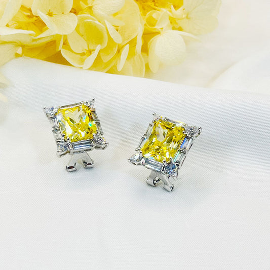 Square Candy Yellow Zircon Earring