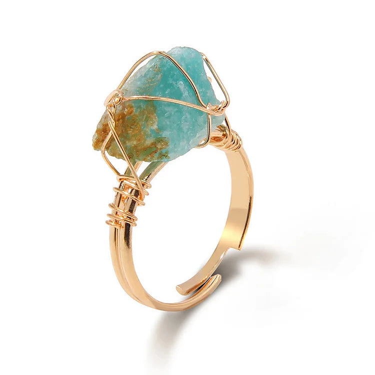 Natural Irregular Rough Wire Wrap Gemstone Ring