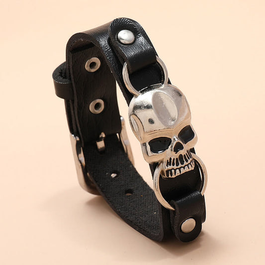 Simple Skull Leather Bracelet Personality Trend Street Halloween Bracelet