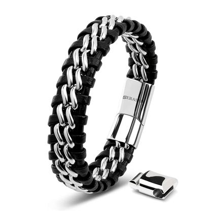 Men's Magnetic Woven Genuine Leather Bracelet