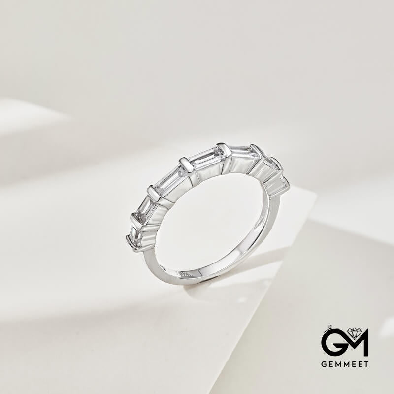 S925 Pure Silver White Rectangular Zircon Ring