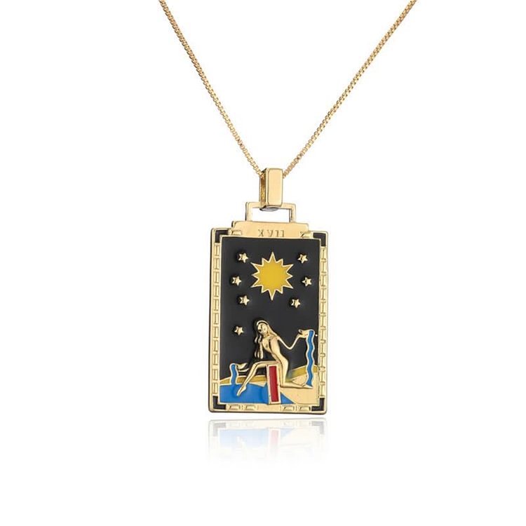 Moon Star Tarot Card Necklace