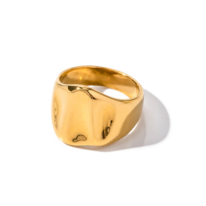 Minimalism Hammer Texture Chunky Signet Ring