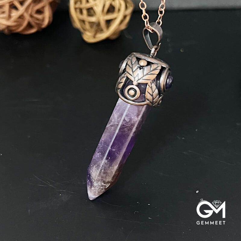 Crystal Amethyst Hexagon Necklace