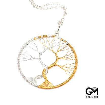 Copper Wire Double Color Tree of Life Necklace