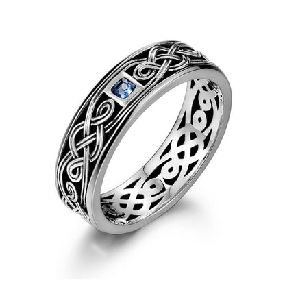 Blue Gem Rope Totem Adjustable Band Ring