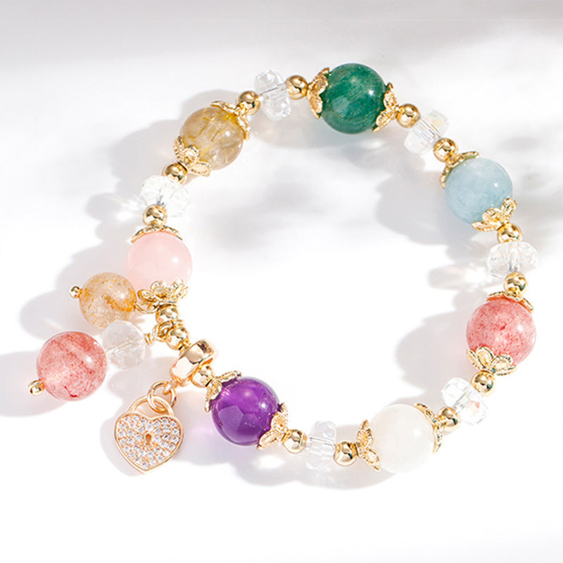 Blonde Crystal Red Green Strawberry Crystal Aquamarine Amethyst Bracelet