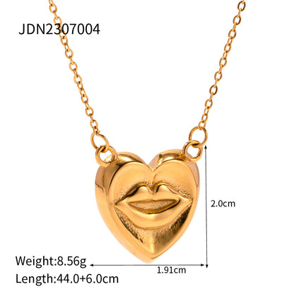 Bohemia Heart Shape Lip Totem Pendant Necklace