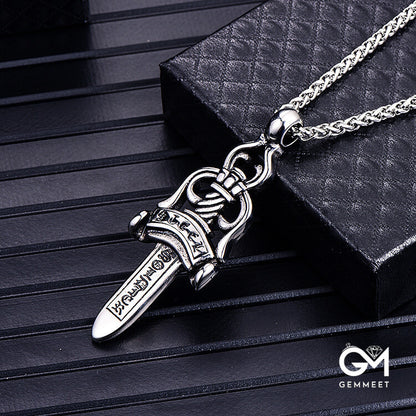 Stainless Steel Cast Pendant Sword Necklace