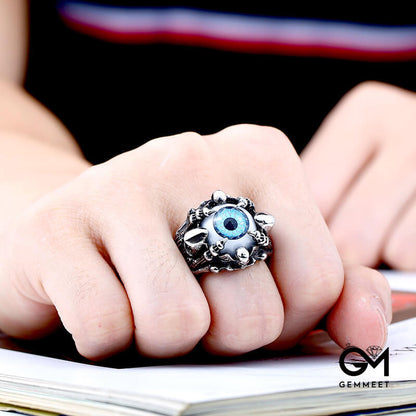 Stainless Steel Ghost Skull Eyeball Ring