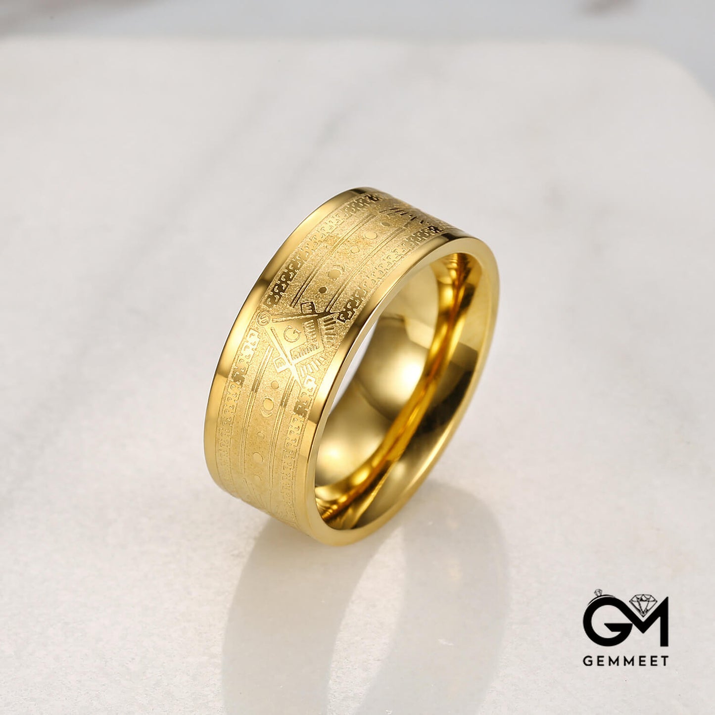 Gold Stainless Steel God's Eye Men's Blank Logo Corrosion Ring