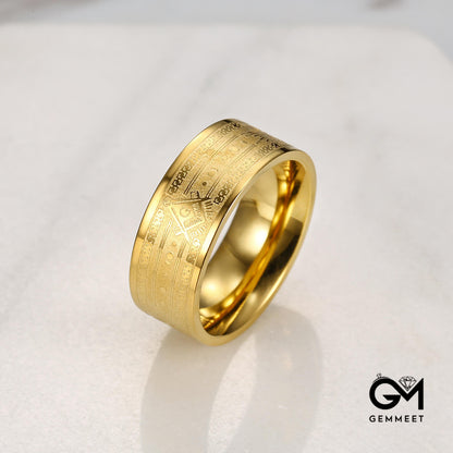 Gold Stainless Steel God's Eye Men's Blank Logo Corrosion Ring