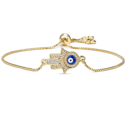 Hamsa Evil Eye Full Stones Pendant Bracelet