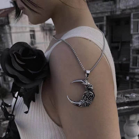 Women's Dark Moon Rose Necklace