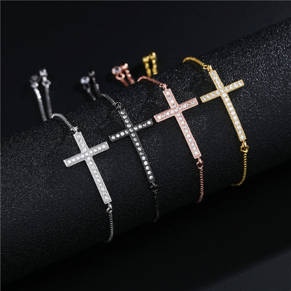 Cross Shape Full Stones Pendant Bracelet