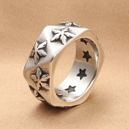 Polygonal Five-pointed Star Retro Trendy Men's Ring